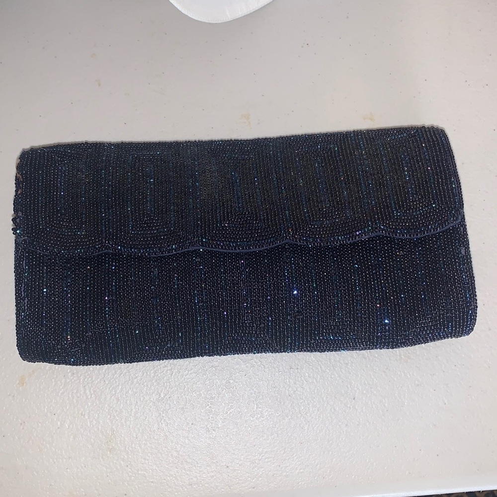 Vintage navy beaded bag jorelle